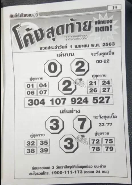 หวยโค้งสุดท้าย 16/5/63