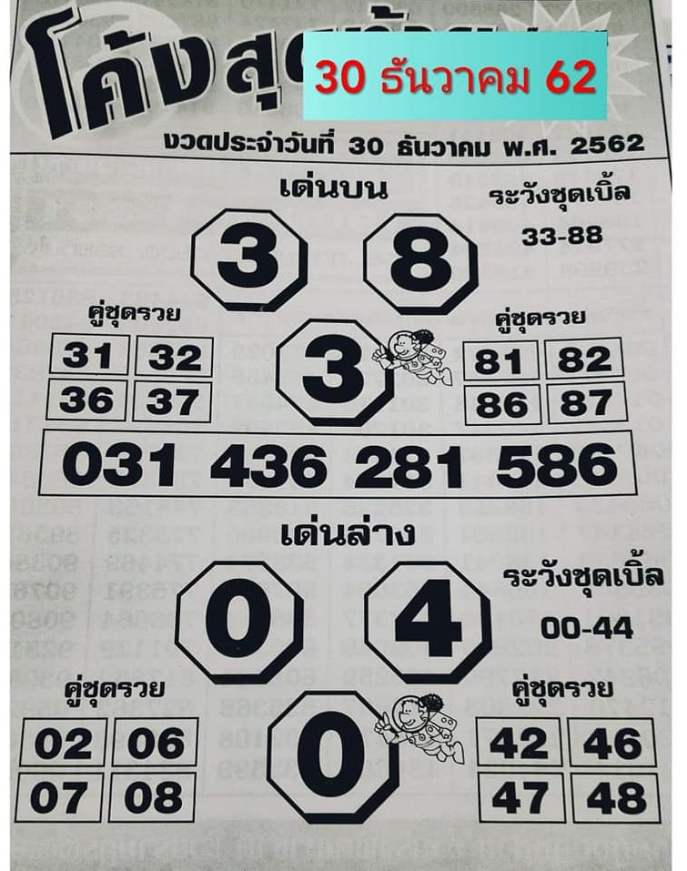 หวยโค้งสุดท้าย 30/12/62