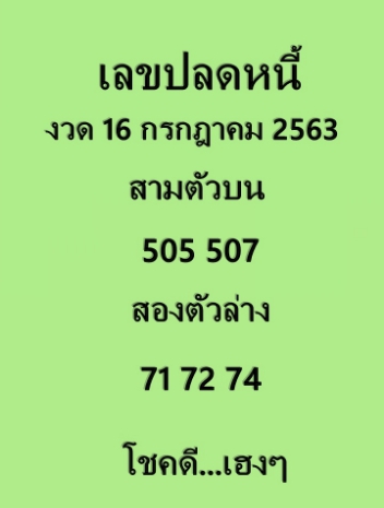 เลขปลดหนี้ 16/7/63