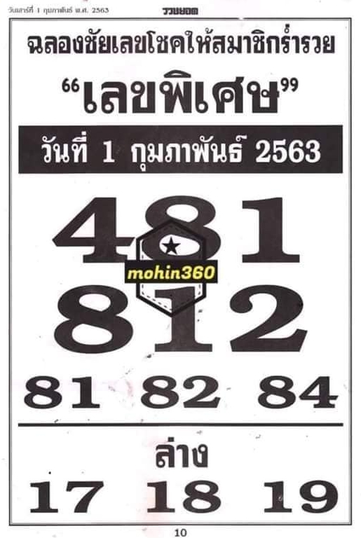 เลขพิเศษ 1/2/63